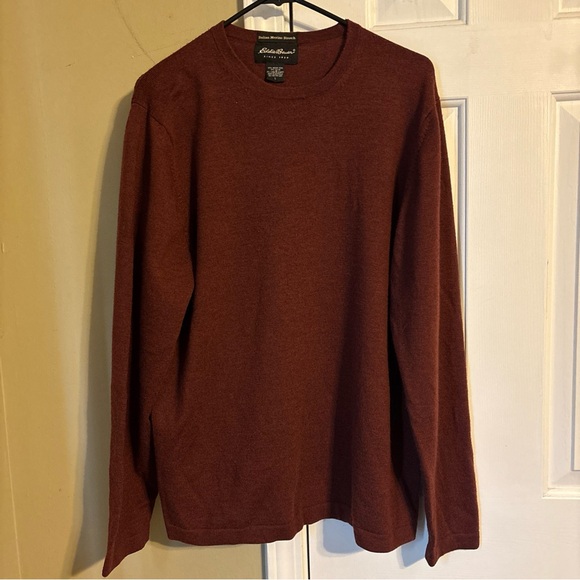 Eddie Bauer Men's Rust Italian stretch merino wool sweater size L - Picture 1 of 9